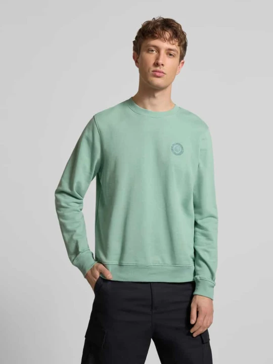 Zdjęcie produktu Sweter w kroju regular fit z naszywanym logo model 'Kane' Blend Turkusowy