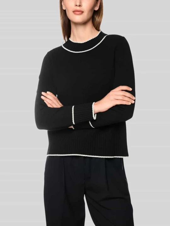 Zdjęcie produktu sweter w kroju regular fit z wełny z alpaki z paski w kontrastowym kolorze Marc Cain