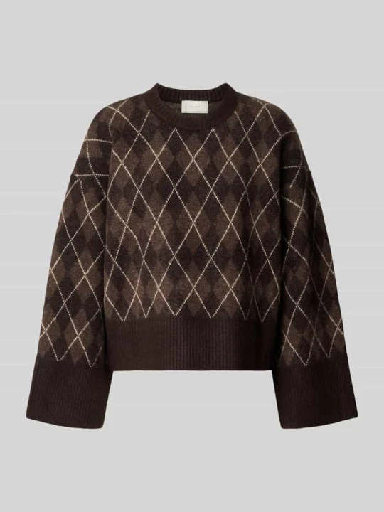 Zdjęcie produktu Sweter w kroju relaxed fit z dodatkiem wełny NEO NOIR Ciemnobrązowy