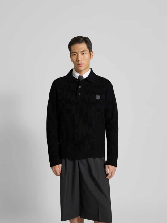 Zdjęcie produktu Sweter wełniany z czystej wełny Maison Kitsuné Czarny