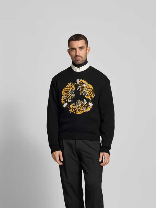 Zdjęcie produktu Sweter wełniany z imitacji dzianiny Kenzo Czarny