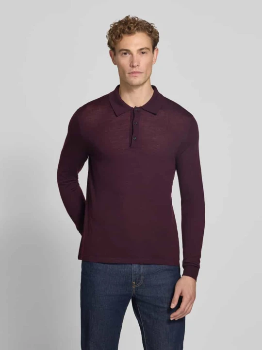 Zdjęcie produktu Sweter wełniany z kołnierzykiem polo model 'Erros' Tiger Of Sweden Oberżynowy