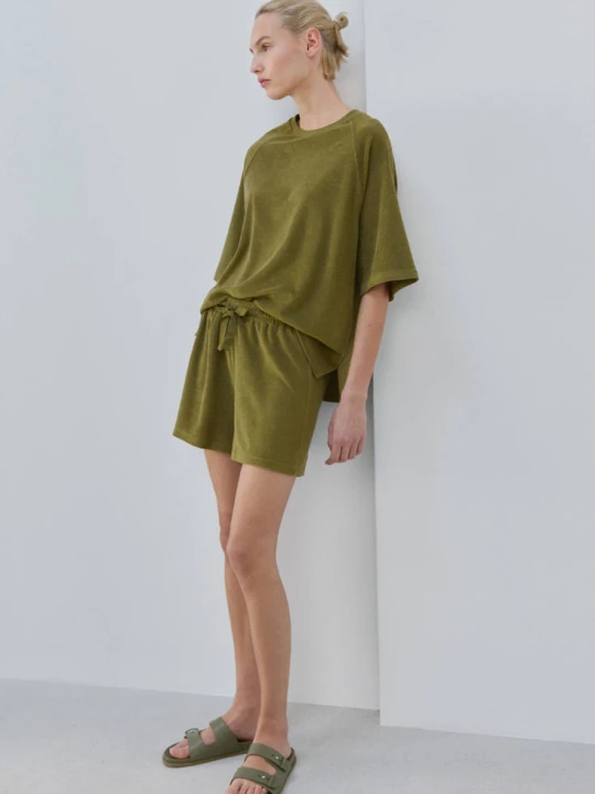 Zdjęcie produktu Sweter z bawełny frotte khaki - Kobieta - MANGO