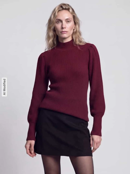 Zdjęcie produktu Sweter z bufiastymi rękawami model 'ONLKATIA' Only Bordowy