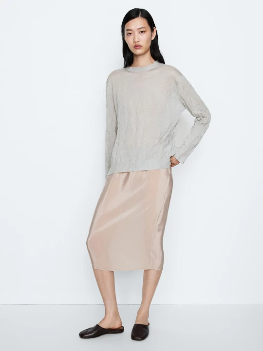 Zdjęcie produktu Sweter Z Cienkiej Dzianiny Z Długim Rękawem – Studio - Ołowiany - Massimo Dutti - Female