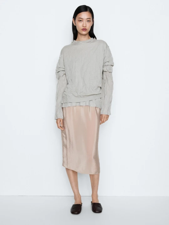 Zdjęcie produktu Sweter Z Cienkiej Dzianiny Z Krótkim Rękawem − Studio - Srebrny - Massimo Dutti - Female