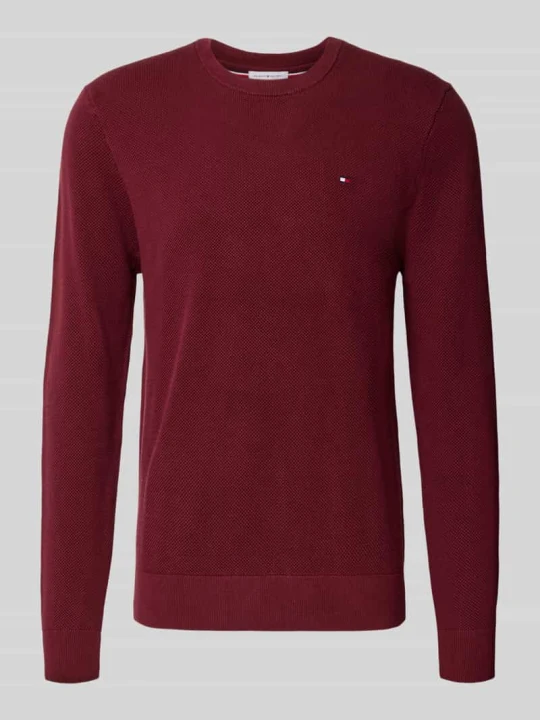 Zdjęcie produktu sweter z czystej bawełny o kroju regular fit Tommy Hilfiger Bordowy