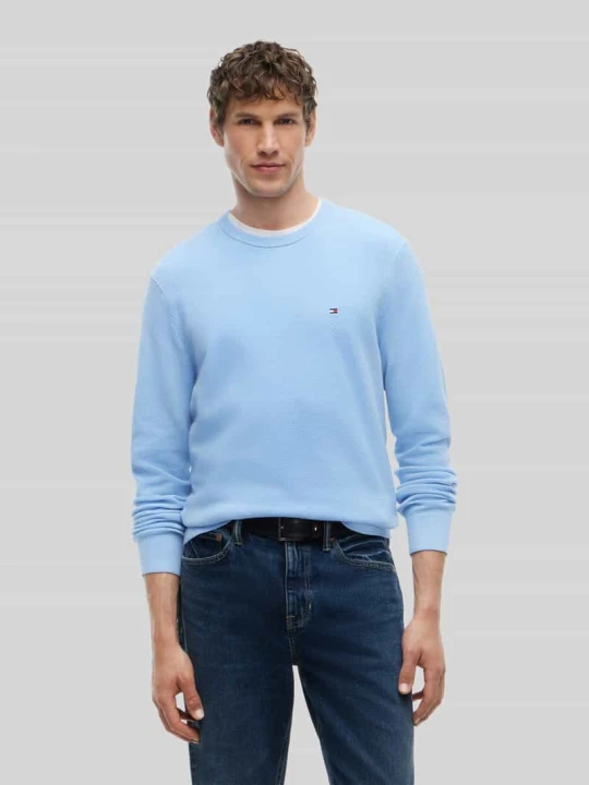 Zdjęcie produktu sweter z czystej bawełny o kroju regular fit Tommy Hilfiger Jasnoniebieski