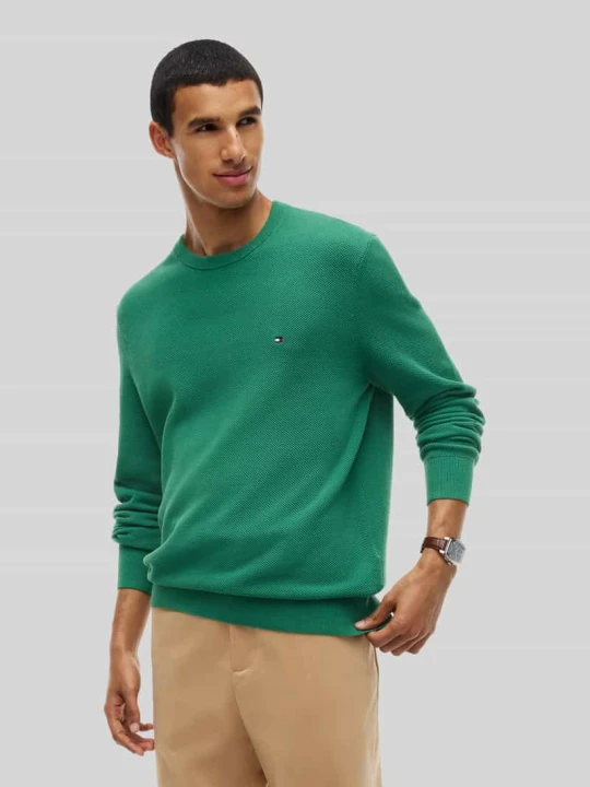 Zdjęcie produktu sweter z czystej bawełny o kroju regular fit Tommy Hilfiger Zielony