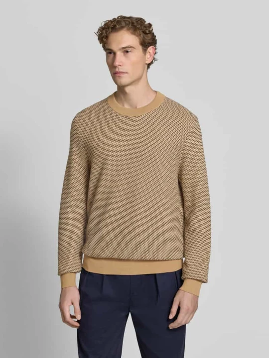 Zdjęcie produktu sweter z czystej bawełny w kroju regular fit model 'H-Lofranco' Boss Beżowy