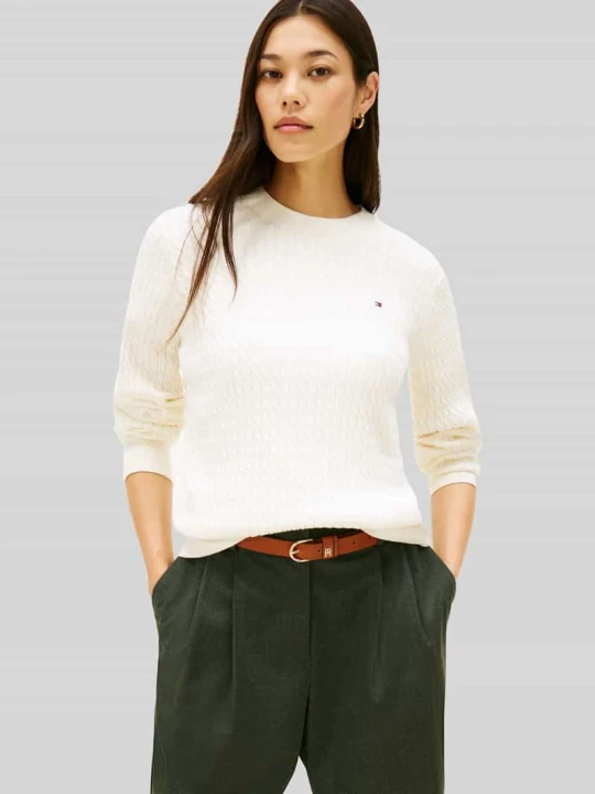 Zdjęcie produktu sweter z czystej bawełny w kroju regular fit Tommy Hilfiger Złamany biały