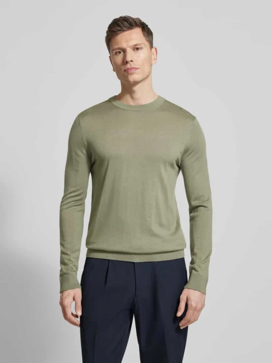 Zdjęcie produktu Sweter z czystej wełny krój regular fit model 'TRAY' Selected Homme Khaki