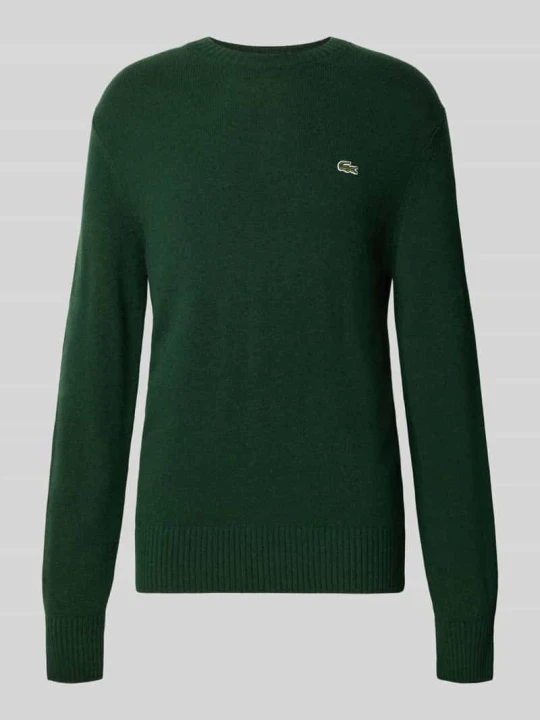 Zdjęcie produktu sweter klasyka o kroju regular fit z czystej wełny Lacoste Ciemnozielony