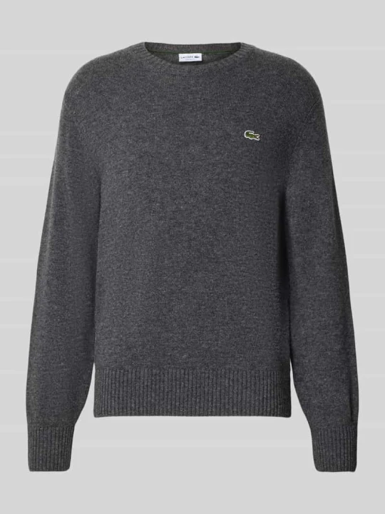 Zdjęcie produktu sweter klasyka o kroju regular fit z czystej wełny Lacoste Średnioszary