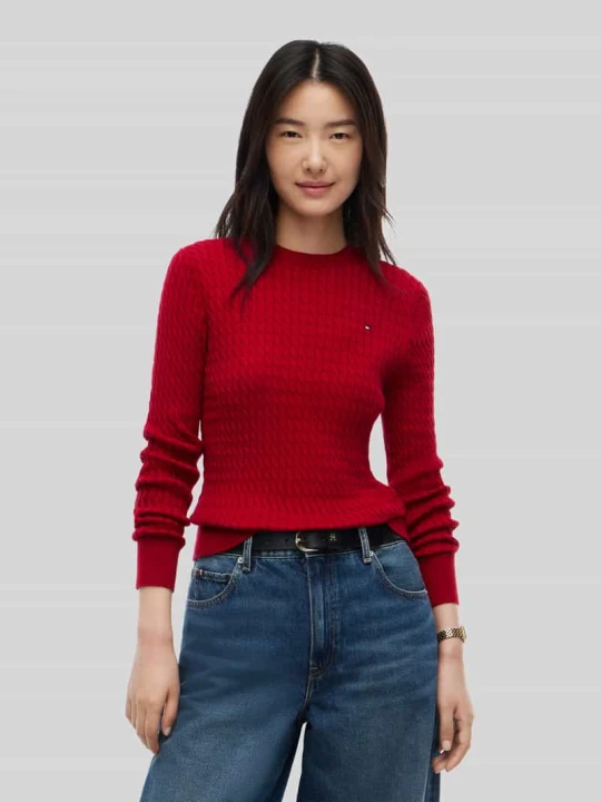 Zdjęcie produktu Sweter z detal z logo Tommy Hilfiger Czerwony