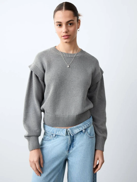 Zdjęcie produktu Sweter z detalami na ramionach szary - Teen - MANGO TEEN