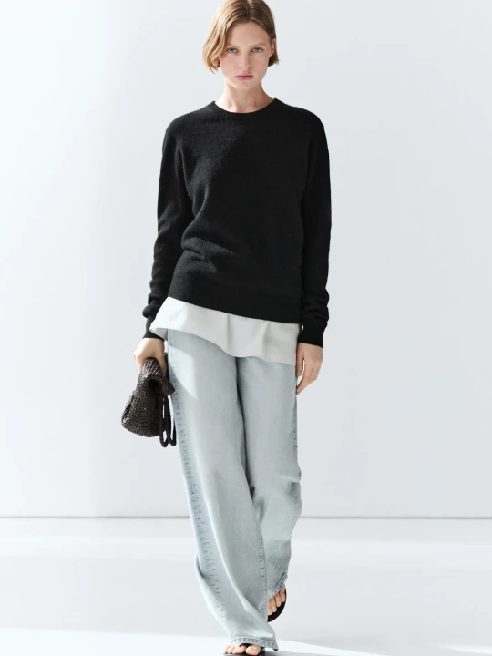Zdjęcie produktu Sweter Z Długim Rękawem Ze 100% Kaszmiru - Czarny - Massimo Dutti - Female