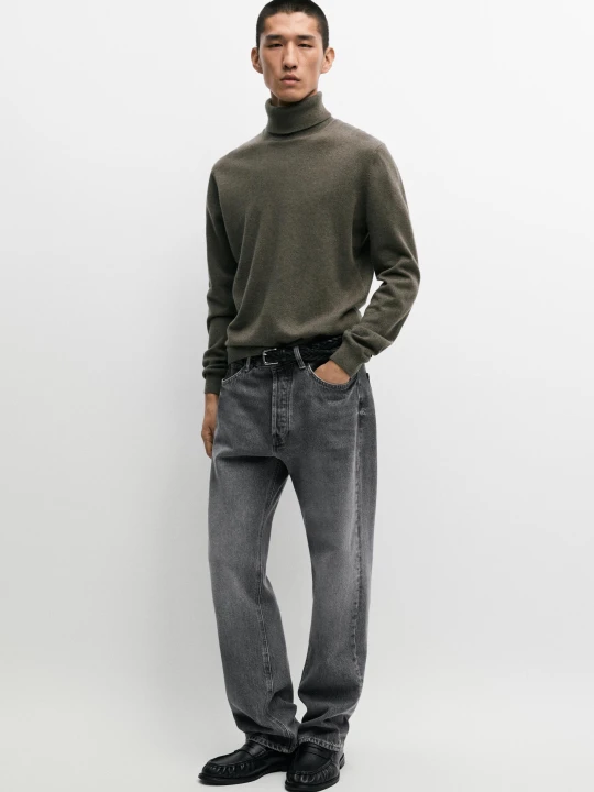 Zdjęcie produktu Sweter Z Dzianiny 100% Wełny – Golf - Zielony Wodnisty - Massimo Dutti - Male