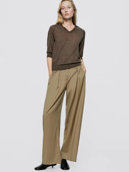 Zdjęcie produktu Sweter Z Dzianiny 100% Wełny - Limited Edition - Brązowy - Massimo Dutti - Female