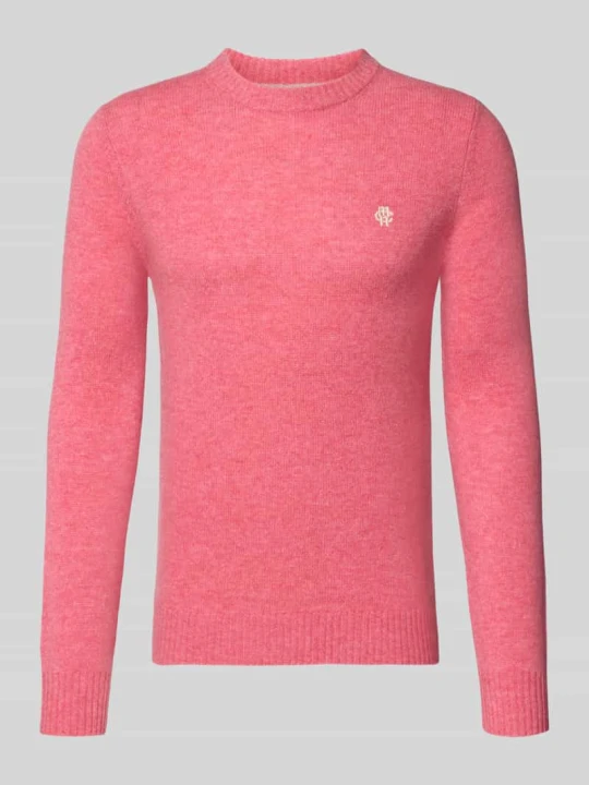 Zdjęcie produktu sweter z dzianiny krój slim fit z czystej wełny z wyhaftowanym logo MCNEAL Fuksjowy melanż