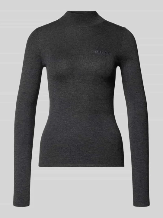 Zdjęcie produktu sweter z dzianiny krój slim fit z mieszanka wiskozy z domieszką kaszmiru Karo Kauer Ciemnoszary melanż