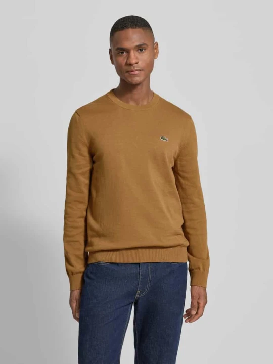 Zdjęcie produktu Sweter z dzianiny kroju regular fit z mieszanki bawełny Lacoste Camel