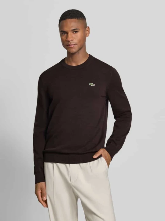 Zdjęcie produktu Regular Fit sweter z dzianiny z mieszanki bawełny Lacoste Ciemnobrązowy