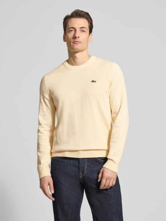 Zdjęcie produktu Regular Fit sweter z dzianiny z mieszanki bawełny Lacoste Beżowy melanż