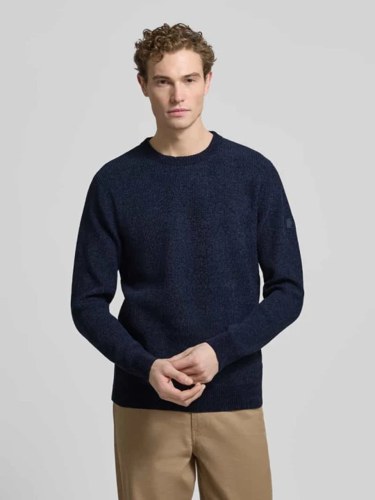 Zdjęcie produktu Sweter z dzianiny o kroju regular fit z mieszanki bawełny Tom Tailor Granatowy