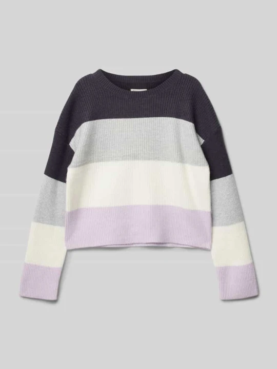 Zdjęcie produktu Sweter z dzianiny krótki w stylu Colour Blocking Tom Tailor Jasnofioletowy