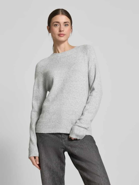 Zdjęcie produktu sweter z dzianiny o kroju regular fit z dekoltem typu crew neck model 'DOFFY' Vero Moda Jasnoszary melanż