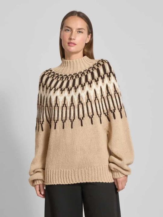 Zdjęcie produktu Sweter z dzianiny o kroju loose fit z dodatkiem wełny Drykorn Piaskowy