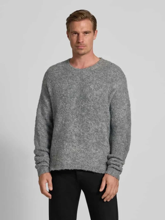 Zdjęcie produktu Sweter z dzianiny o kroju loose fit z dodatkiem wełny model „Kurt” Woodbird Grafitowy
