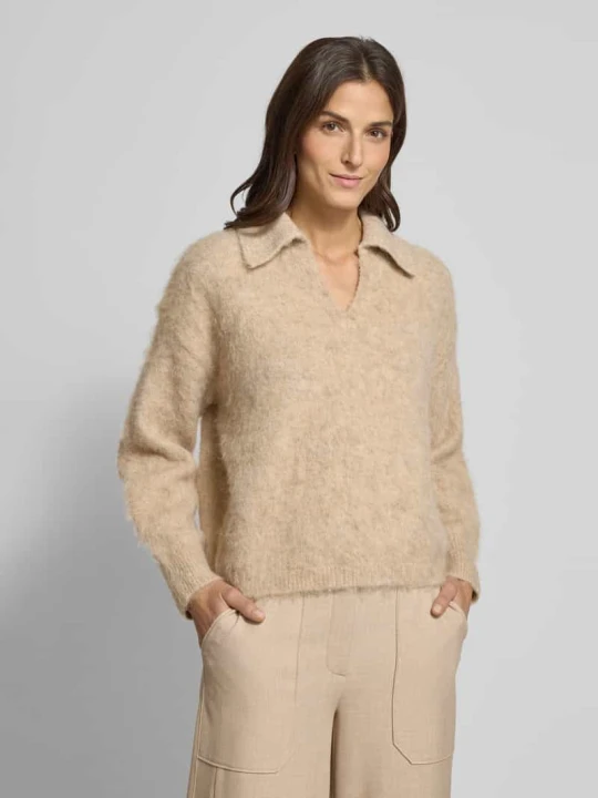 Zdjęcie produktu Sweter z dzianiny o kroju loose fit z dodatkiem wełny model „Pelsie” Opus Beżowy
