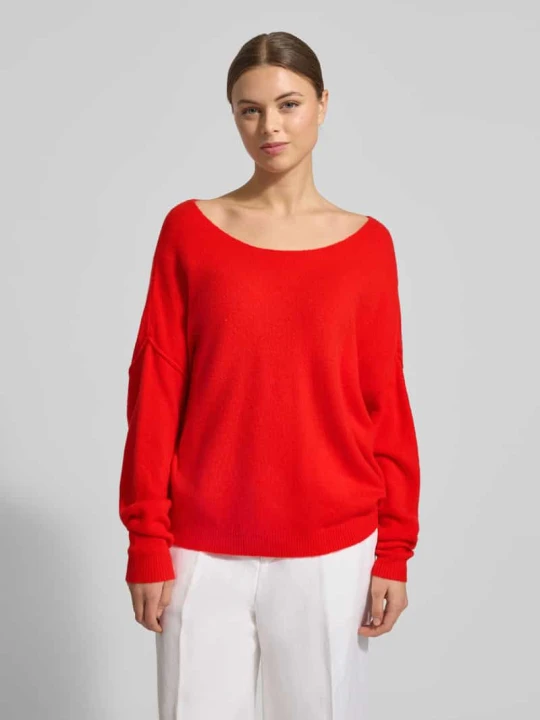 Zdjęcie produktu Sweter z dzianiny o kroju oversized z dekoltem w łódkę Model „DAMSVILLE” American Vintage Czerwony