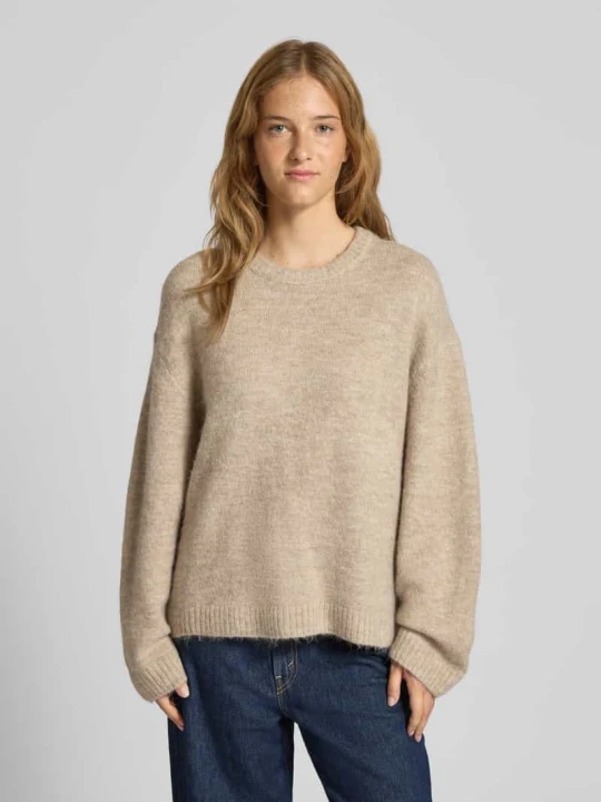 Zdjęcie produktu Sweter z dzianiny o kroju oversized z dodatkiem lnu Gina Tricot Piaskowy melanż