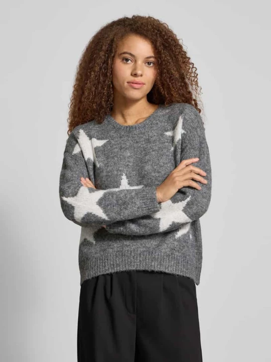 Zdjęcie produktu Sweter z dzianiny o kroju oversized z dodatkiem wełny model ‘AZU’ Only Antracytowy melanż