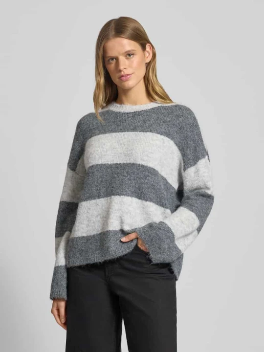 Zdjęcie produktu Sweter z dzianiny o kroju oversized z dodatkiem wełny model ‘MONI LIFE’ Only Jasnoszary melanż