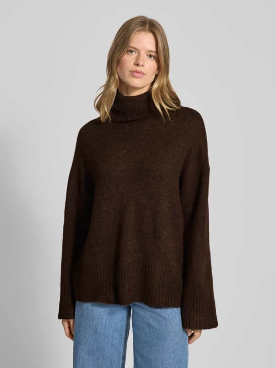 Zdjęcie produktu Sweter z dzianiny o kroju oversized z golfem Gina Tricot Średniobrązowy