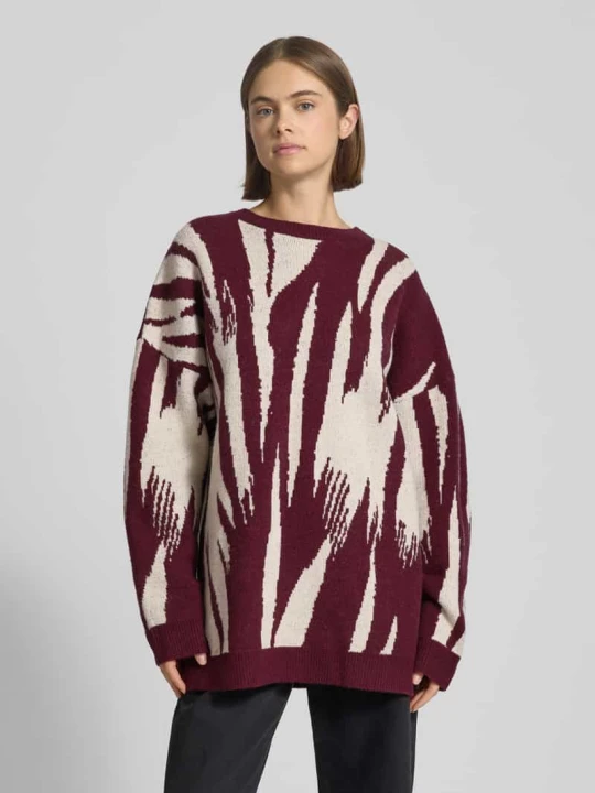 Zdjęcie produktu Sweter z dzianiny o kroju oversized z dodatkiem wełny Karo Kauer Śliwkowy