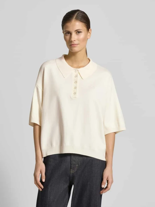 Zdjęcie produktu Sweter z dzianiny o kroju oversized z kołnierzykiem polo model „talla” Gestuz Złamany biały