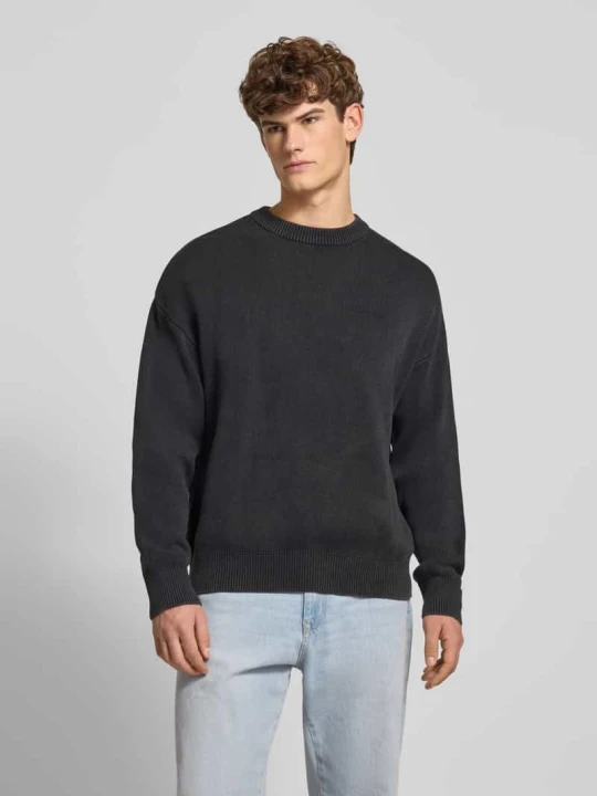Zdjęcie produktu Sweter z dzianiny o kroju oversized z logo i okrągłym dekoltem Pegador Czarny