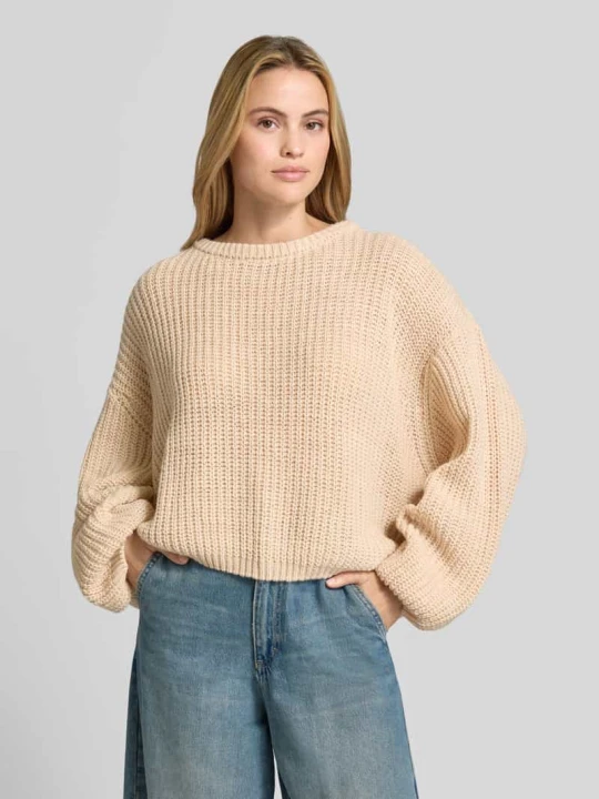 Zdjęcie produktu sweter z dzianiny o kroju oversized z mieszanka lnu American Vintage Beżowy