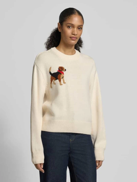 Zdjęcie produktu Sweter z dzianiny o kroju oversized z nadrukiem z motywem Jake*s Écru
