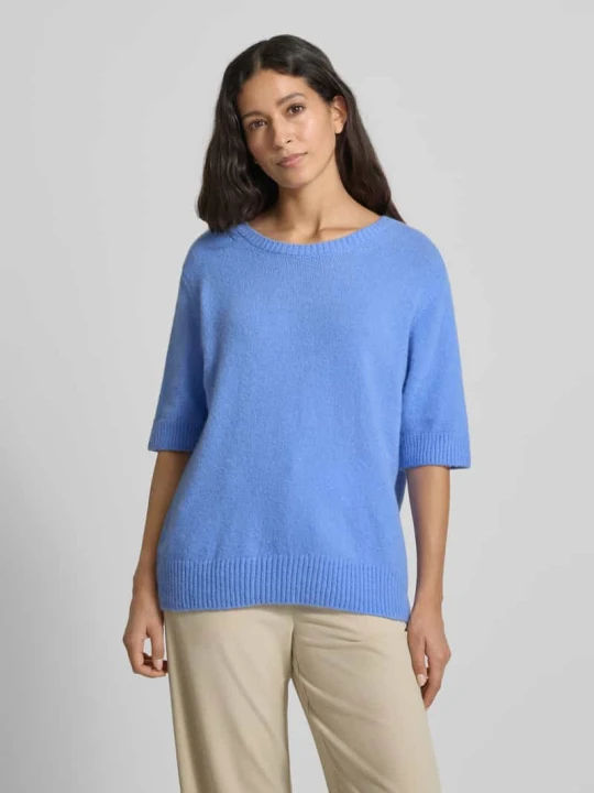 Zdjęcie produktu Sweter z dzianiny o kroju oversized z okrągłym dekoltem milano italy Błękitny