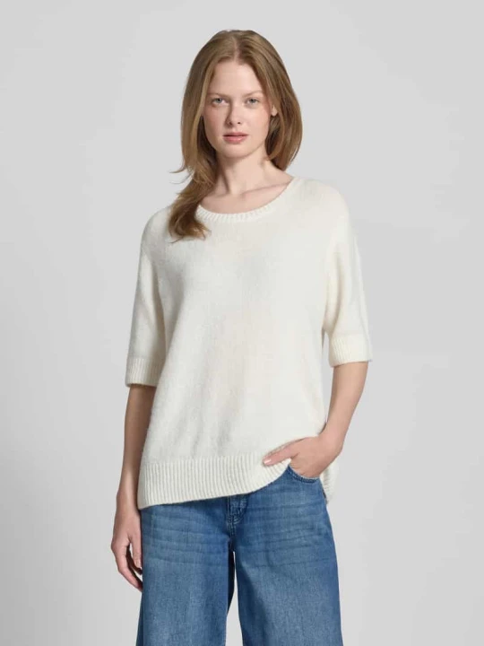 Zdjęcie produktu Sweter z dzianiny o kroju oversized z okrągłym dekoltem milano italy Złamany biały