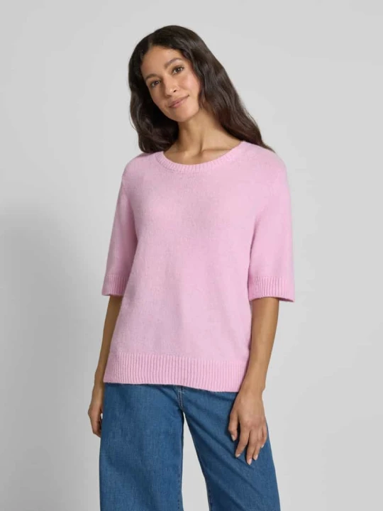 Zdjęcie produktu Sweter z dzianiny o kroju oversized z okrągłym dekoltem milano italy Różowawy