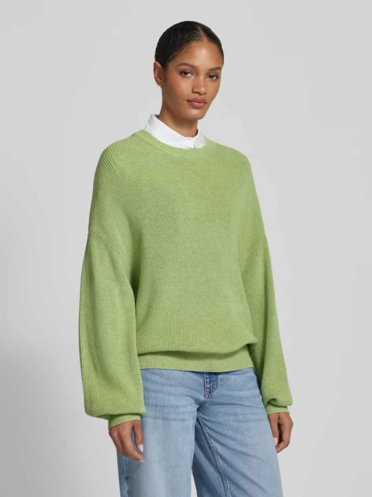 Zdjęcie produktu Sweter z dzianiny o kroju oversized z okrągłym dekoltem model ‘Acentia’ MSCH Copenhagen Jasnozielony