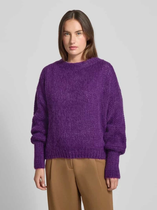 Zdjęcie produktu Sweter z dzianiny o kroju oversized z okrągłym dekoltem model ‘Isolde’ Lollys Laundry Purpurowy