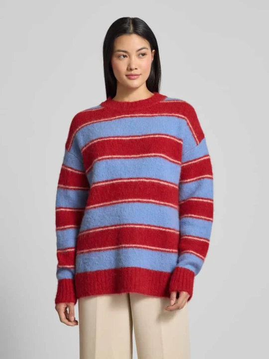 Zdjęcie produktu Sweter z dzianiny o kroju oversized z okrągłym dekoltem model ‘JEANNE’ Samsøe Samsøe Czerwony